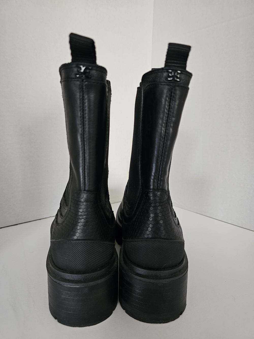 Sam Edelman Black Leather Platform Chelsea Booties - Picture 3 of 7